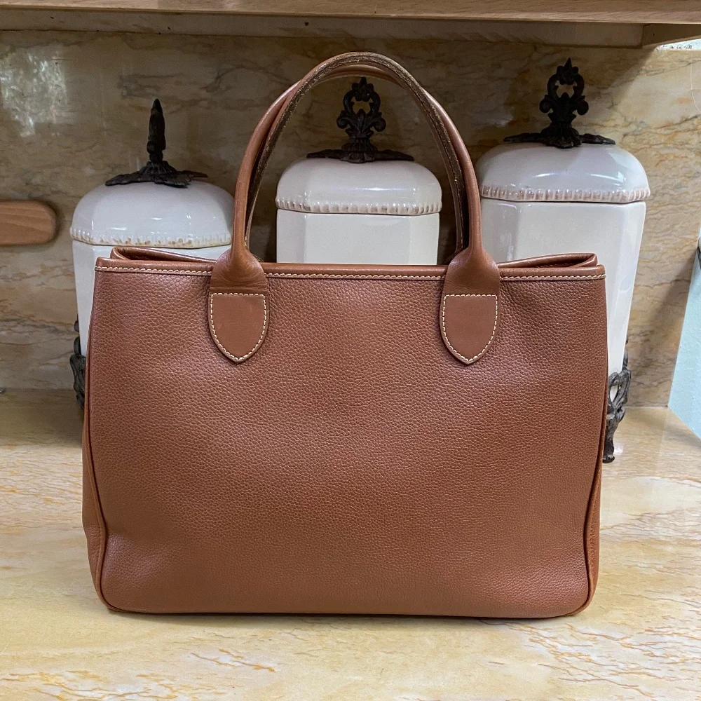 Longchamp Cognac Leather Tote with Top Handles - Picture 3 of 13